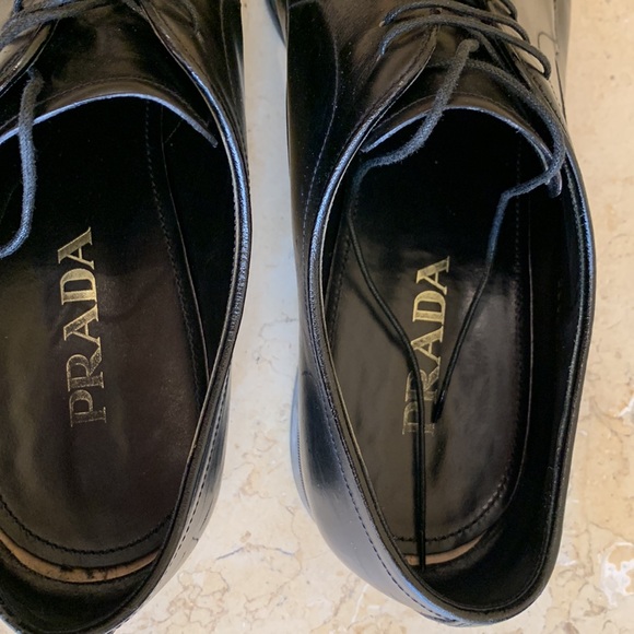 Prada black leather oxfords. Lace up. Size 11 - Picture 6 of 13